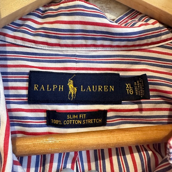 Ralph Lauren Red White and Blue long sleeve button down size XL - Picture 3 of 4